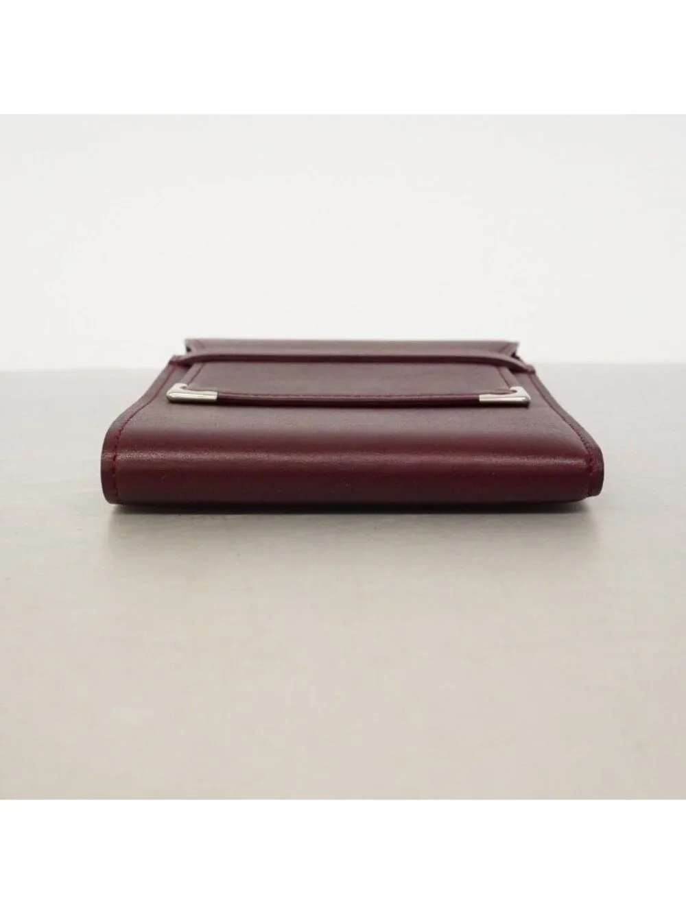 Cartier Trifold Wallet Must Leather Bordeaux Silver